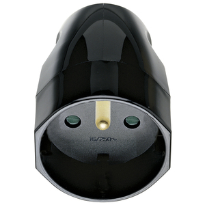 Prise murale axiale française noire 2P+T 16A 16/250V - Product Image 1