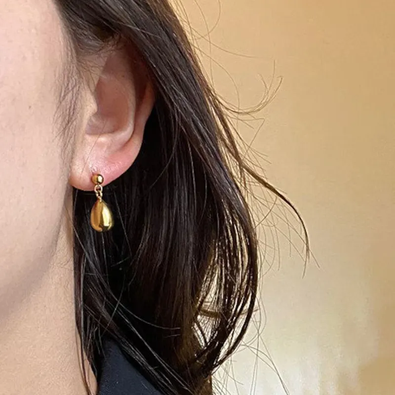 2024 Fashion Stainless Steel Teardrop Drop Earrings Dainty 18k Gold Plated Stud Earrings for Women Party Jewelry