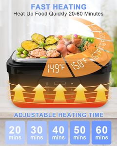 Boîte à lunch portable améliorée 2025 en gros, 8000 mAh, rechargeable par USB, sans eau, pour camping, extérieur, voiture, avec affichage numérique LED et fonction chauffante - Product Image 5