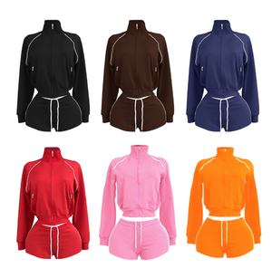 Nuovo Set Autunno 2026: Giacca con Zip e Pantaloncini, Alta Qualità, Manica Lunga in Cotone, Completo Due Pezzi per Donna - Product Image 6