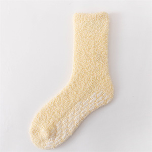 Calzini in <span class=keywords><strong>pile</strong></span> di corallo personalizzati in tinta unita da pavimento colorati caldi da donna <span class=keywords><strong>con</strong></span> impugnatura - Product Image 6