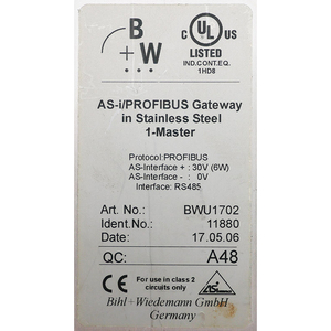 Nouvelle passerelle PROFIBUS Bihl+Wiedemann BWU1702 ASi-3 originale en acier inoxydable, 1 - Product Image 3