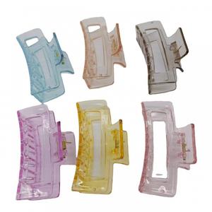 Pinzas de pelo cuadradas, pinzas de pelo de plástico transparente, pinzas de pelo de cristal modernas y a la moda, fuente de venta al por mayor, un yuan por unidad - Product Image 1