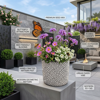 Pot de fleurs géométrique moderne en ciment, jardinière extérieure en béton pour la décoration de jardin et de cour