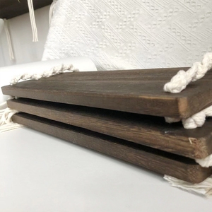 Estante de Pared de Macramé Bohemio de <span class=keywords><strong>2</strong></span> Niveles, Estantes Flotantes de Cuerda de Algodón Tejida a <span class=keywords><strong>Mano</strong></span> para Baño, Dormitorio, Sala de Estar y Decoración de Cuarto de Niños - Product Image 6