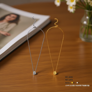 Collana con Ciondolo a Forma di Lettera B in Acciaio Inossidabile, Etichetta Singola da 1CM, Gioielli alla Moda - Product Image 2