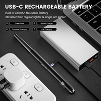 Briquet électronique à double arc plasma coupe-vent avec affichage LED de la puissance, allumeur portable rechargeable pour barbecue et camping