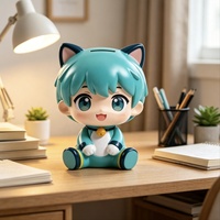 Tirelire en PVC personnalisée de haute qualité avec oreilles de chat de dessin animé, image d'anime pour les jeunes, tirelire personnalisée pour la chambre d'enfant, rangement de bureau