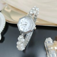 Montre pour femme avec cadran hexagonal en strass et perles, pour fête, cadeau d'anniversaire N2606047