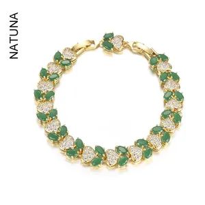 Natuna Bijoux ajustables Bracelet manchette en argent sterling oxydé Plaqué or 18 carats Bracelet femme Zircon pour femme