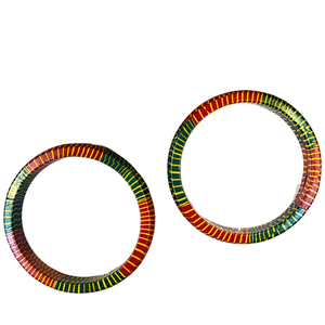 <b>Red</b> and Green Lac Bangles with Stylish Yellow Stripes Handmade Traditional Ethnic Jewelry for Women Wedding Festival Party Wear - Product Image 6