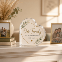 Plaque de bureau en acrylique transparent en forme de cœur, panneau en acrylique personnalisé pour la décoration de table à la maison, cadeaux de Noël et de mariage