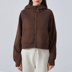 Nuevo abrigo deportivo con capucha y cremallera de lana, sudadera holgada de ocio para mujer, abrigo de Yoga, sudaderas con capucha - Product Image 5