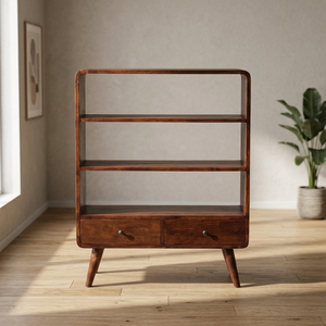 Poste de travail de luxe en teck massif, grand bureau d'angle incliné avec rangement intégré - Product Image 3