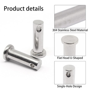 Goupilles cylindriques plates en acier inoxydable 304 de diamètre 3-20 mm, goupilles à fourche à trous variés pour équipement industriel - Product Image 1