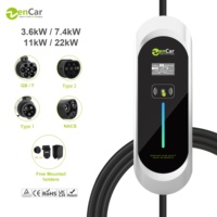 Chargeur de voiture électrique pour la maison et les voyages, modèle ZENCAR E, chargeur de véhicule électrique portable 3,6 kW 7 kW 11 kW 22 kW, certifié CE TUV, charge rapide