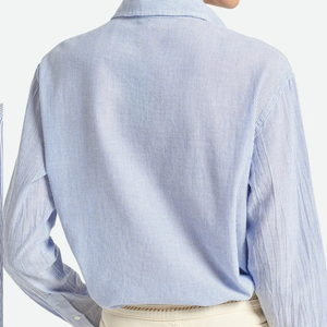 Tongrui camicia a righe in cotone 100% da donna camicetta Casual da donna camicia <span class=keywords><strong>elegante</strong></span> a maniche lunghe - Product Image 3