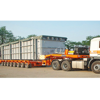 Semi-remorque en acier AOTONG de haute qualité à 4 lignes et 8 essieux pour le transport de pales d'éoliennes, capacité de charge de 100 tonnes, suspension mécanique