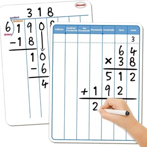 Tableau blanc effaçable à sec double face pour la pratique des nombres et <span class=keywords><strong>de</strong></span> la division longue, outil éducatif réutilisable pour enfants et étudiants - Product Image 1