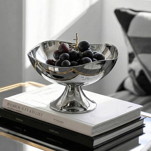 Modern Electroplated Silver Storage Tray Iron Decorative Bowl For Living Room Table Display - Product Image 3