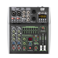 Table de mixage EIF 4 canaux stéréo avec alimentation fantôme 48V, effets DSP, Bluetooth, USB, lecture/enregistrement sur ordinateur, pour podcasts et audio