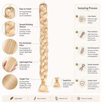 Extensions de tresses synthétiques en fibre haute température à double trame, résistantes à la chaleur, vente en gros, logo personnalisé, usine OEM/ODM