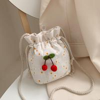 Sac seau mini bandoulière d'été pour étudiantes, design tendance à une épaule, en toile et polyester, style frais et doux