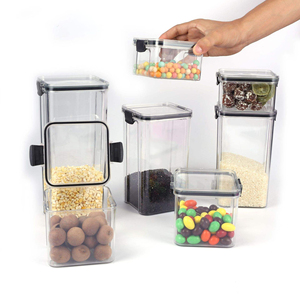 Transparent Airtight <b>Plastic</b> Food Storage Container Square <b>Bin</b> with <b>Lid</b> for Kitchen Pantry Grains Coffee Rice - Product Image 4