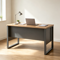 Bureau d'ordinateur personnalisé en forme de U avec pieds en métal, panneau de modestie et plateau clair pour le bureau
