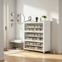 Lemari Sepatu Baja Modern Tahan Lama Dapat Ditumpuk dengan Pintu Anti Debu Mudah Dirakit Organizer yang Dapat Diubah & Diperpanjang