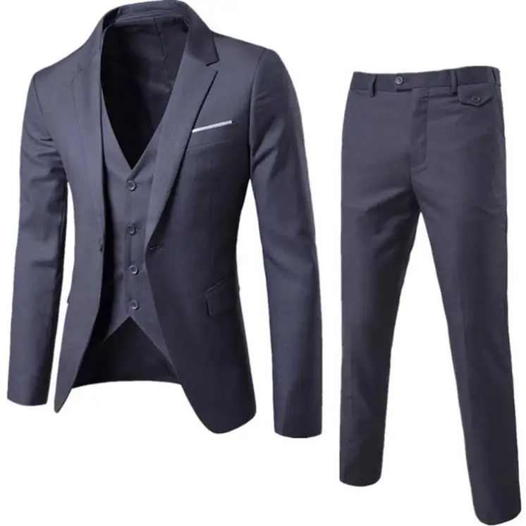 fast ship 9 Colors Men Slim Fit One botton Wedding Suit (Blazer+Pants+Vest) 3 Pieces Men Business Formal Suit