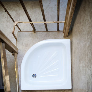 Fabricante Atacado Banheiro Bandeja De Chuveiro De Aço Esmalte Bandeja De Chuveiro XG900C Sector Forma Bandeja De Chuveiro De Aço Com Avental - Product Image 2