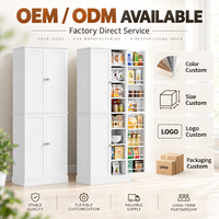 Buffet de cuisine haut grande capacité à 4 portes en mélaminé, meuble de rangement multi-étagères, fournisseur de meubles pour la maison