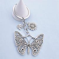 Porte-clés vintage en argent antique avec breloques papillon, tournesol et abeille, bijou fantaisie, cadeau pour femmes et filles