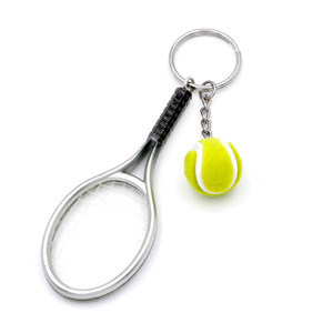 Simulated Tennis Keychain Pendant Sports Tennis Key Ring Gift <b>Mini</b> Tennis Racket Hanging Ornament - Product Image 2