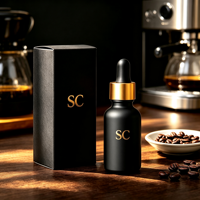 Flacon de sérum de 30 ml avec compte-gouttes noir, boîte personnalisée, flacon d'huile essentielle rechargeable, flacon cosmétique vide mat