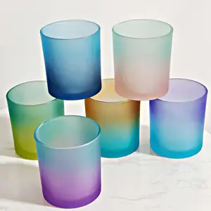 Suportes de vidro coloridos para luzes de chá, tigela redonda, suporte para velas votivas, suporte de vidro para velas