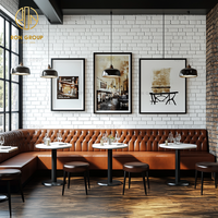 Ensemble de table et de chaises de café Ron Group, style moderne, en marbre noir, meubles en cuir, sièges de restaurant commerciaux