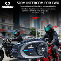 Casque SOMAN avec caméra HD BT, enregistreur, interphone, haut-parleurs, écouteurs pour moto, casque pour motards, 500M, S8