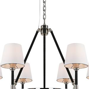 Modern Farmhouse Wagon Wheel Chandelier for <b>Dining</b> Room Foyer Antique Brass 6 <b>Light</b> Linen Fabric Shade CE UL ETL Watkins Style - Product Image 3