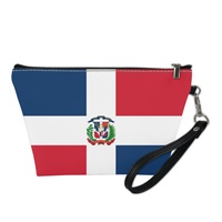 Sac cosmétique en PU avec drapeau personnalisé de la République Dominicaine pour les voyages, l'organisation de la coiffeuse, souvenir culturel