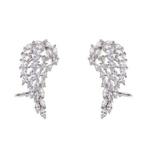 Pendientes con clip de circonita con forma de ala de ángel para mujer, joyería elegante para las orejas - Product Image 6