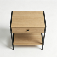 Table de chevet moderne industrielle en bois et métal avec 1 tiroir, meuble de chevet pour chambre à coucher, table d'appoint pour la maison