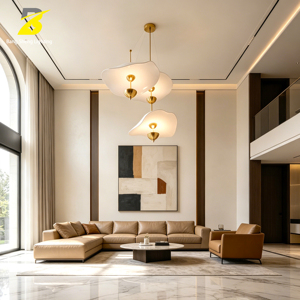 Lustre suspendu pour projet hôtelier, décoration artistique, avec LED et contrôle par application, luminaire de plafond vertical créatif flottant - Product Image 3
