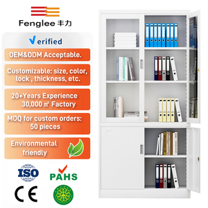 Archivador Metálico con Puertas de Vidrio, Estructura Desmontable, para Escuela, Hogar, Oficina, Hospital - Product Image 1