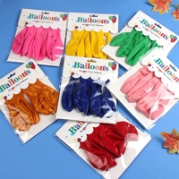 Ballons perles métalliques en Latex, Pack de 10 pièces avec cartes, 6 pièces 12 pouces, ensemble de ballons brillants, Support à hélium épais, à flotteur, décor de fête