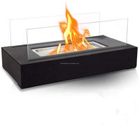 Meilleures ventes - Cheminée moderne en acier noir avec revêtement en poudre, foyer portable sans fumée au bioéthanol pour l'extérieur