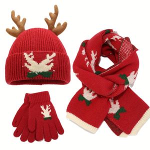 Cold Hat Christmas Festive Antlers Scarf Three-Piece Trendy Cold-Proof Warm Hat Set in Stock - Product Image 5