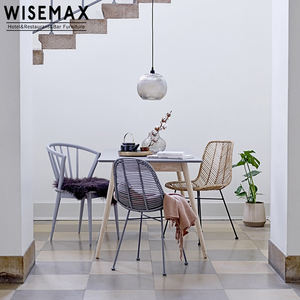 WISEMAX Banc de jardin en rotin <span class=keywords><strong>Paris</strong></span> en gros, mobilier d'extérieur, rotin PE naturel, deux places avec pieds en métal, chaise de bistrot, chaise de salle à manger - Product Image 6
