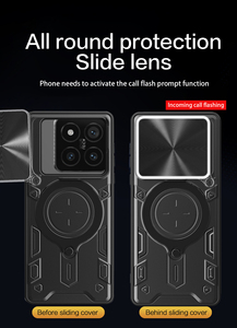 Coques de téléphone pour <span class=keywords><strong>Xiaomi</strong></span> 14T Pro, 14T 5G, 14 Ultra, 14 Pro, 13 Lite, 11T - Étui de protection blindé avec support et protection coulissante pour objectif d'appareil photo - Product Image 6